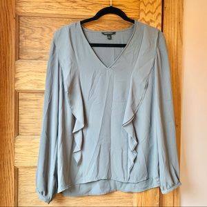 Ruffles Chiffon Banana Republic Gray Shirt Blouse